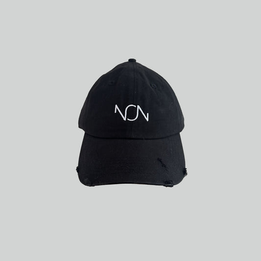 black logo hat