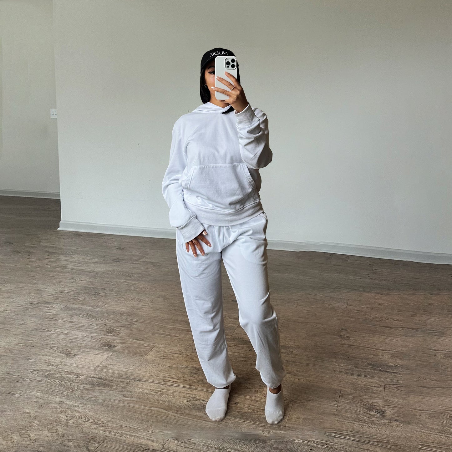 nude on nude white set